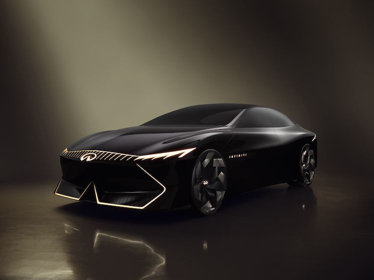 INFINITI Vision Qe concept facing left with golden background